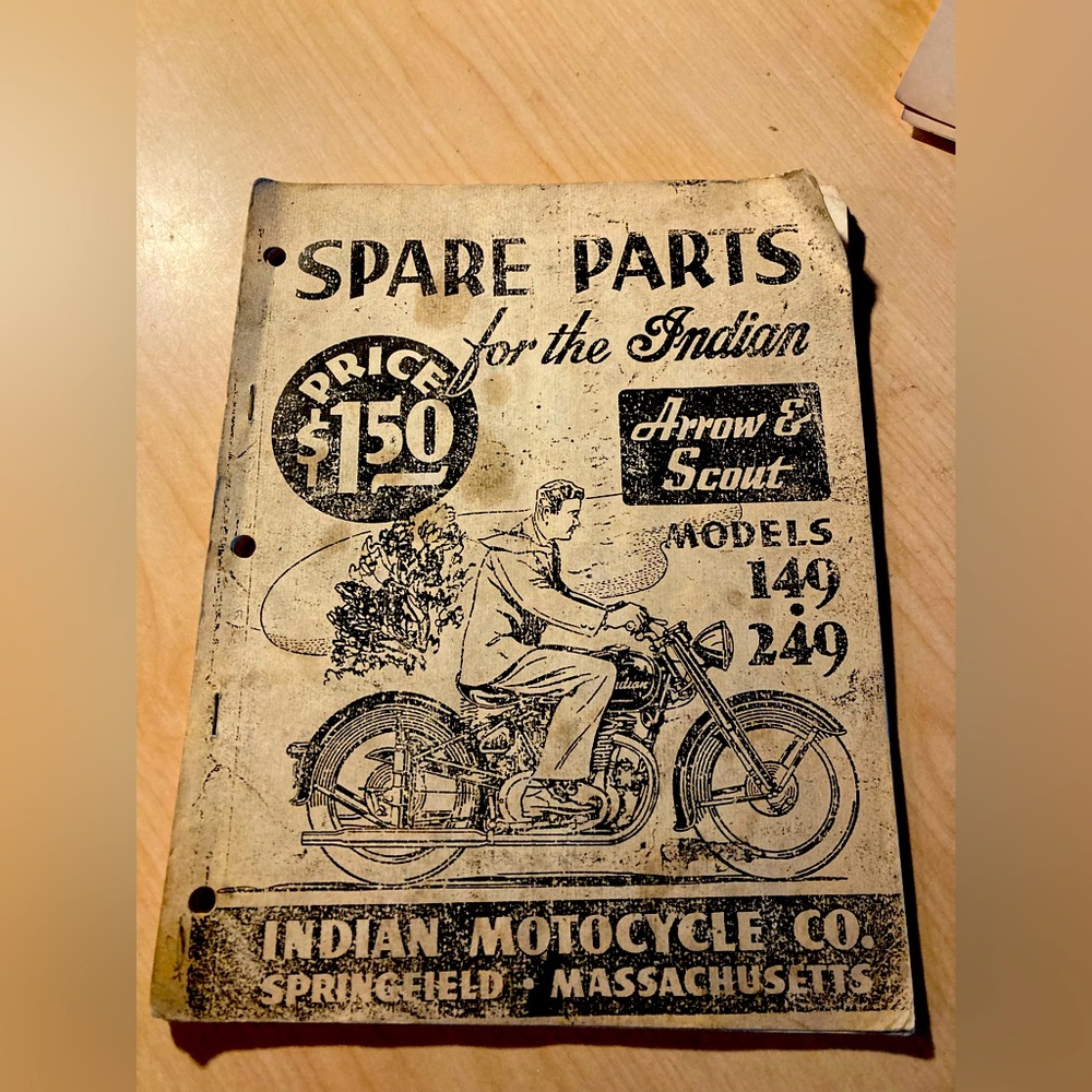 Vintage Indian Motorcycle Spare Parts Catalog scout arrow 149 249
